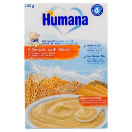 Humana Βρεφική Κρέμα 6m+ 5 Δημητριακά & Μπισκότο 200gr