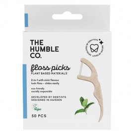 The Humble Co Floss Picks Mint Μεσοδόντιος Καθαριστής Δοντιών με Διπλό Νήμα Γεύση Μέντα 50τμχ