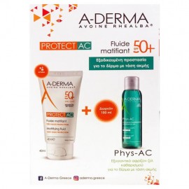 A-Derma Protect  AC Fluide Matifiant spf50+ 40ml & Δώρο Phys-AC Gel Moussant 100ml