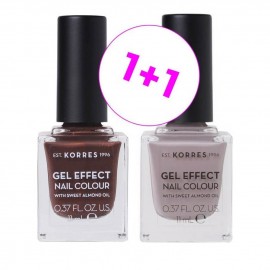 Korres Promo Gel Effect Nail Colour With Sweet Almond Oil No 61 Seashell 11ml & No 35 Cocoa Cream 11ml