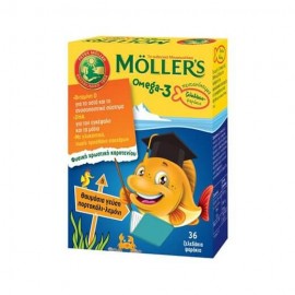 Mollers Omega 3 Ζελεδάκια Ψαράκια για παιδιά με Γεύση Πορτοκάλι-Λεμόνι 36τμχ