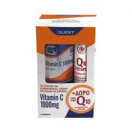 Quest Vitamin C 1000mg Timed Release 60 ταμπλέτες & Once A Day Q10 & Vitamins B, C & E 20 αναβράζοντα δισκία