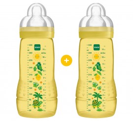 MAM Easy Active Bottle - Μπιμπερό Με Θηλή Σιλικόνης 330ml 4+μηνών,  2τμχ Κίτρινο