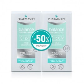 Pharmasept Balance Mild Deo Roll-On Αποσμητικό για Ξηρές & Ευαίσθητες Επιδερμίδες Χωρίς Αλουμίνιο 2x50ml