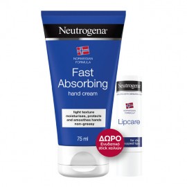 Neutrogena Promo Fast Absorbing Hand Cream Ενυδατική Κρέμα Χεριών Άμεσης Απορρόφηση 75ml & ΔΩΡΟ Lip Stick 4.8gr