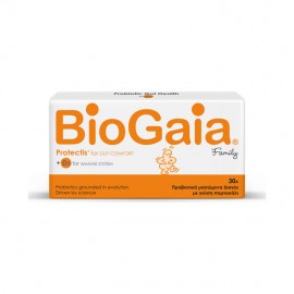 BioGaia ProTectis Family +D3 Συμπλήρωμα Διατροφής Προβιοτικών με Γεύση Πορτοκάλι 30 μασώμενες ταμπλέτες