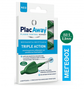 Plac Away Triple Action Μεσοδόντια Βουρτσάκια 0.8mm-ISO5 6τμχ