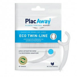 Plac Away Eco Twin Line Οδοντικό Νήμα με Λαβή 30τμχ