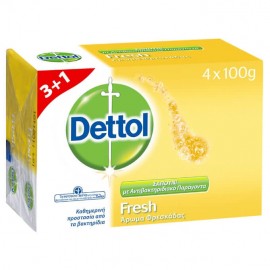 Dettol Fresh Αντιβακτηριδιακό Σαπούνι με Άρωμα Φρεσκάδας 3+1 ΔΩΡΟ 4x100gr