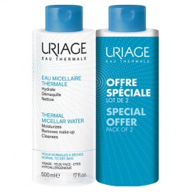Uriage Thermal Micellar Water Normal to Dry Skin Λοσιόν Ντεμακιγιάζ 2x500ml