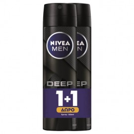 Nivea Men Deep Deodorant Anti-Perspirant Spray 1+1 ΔΩΡΟ 2x150ml