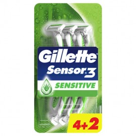 Gillette Sensor 3 Sensitive Aνδρικά Ξυραφάκια Μιας Χρήσης 4+2τμχ 1+1 Δώρο