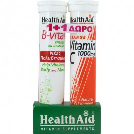 Health Aid B - vital 20 αναβράζουσες ταμπλέτες + Vitamin C 1000mg Πορτοκάλι 20 αναβράζουσες ταμπλέτες