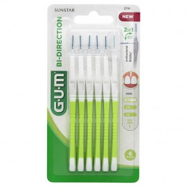 GUM Bi-Direction Μεσοδόντια Βουρτσάκια με Λαβή 0.7mm σε χρώμα Πράσινο 6τμχ