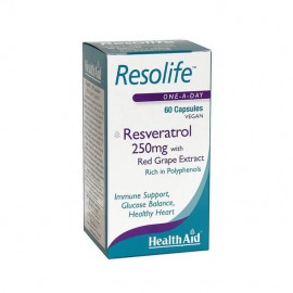 Health Aid Resolife Resveratrol 250mg Ρεσβερατρόλη Αντιοξειδωτική και Αντιφλεγμονώδη Δράση 60tabs