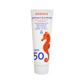 Korres Coconut & Almond Kids Sensitive Sunscreen SPF50 Παιδικό Αντηλιακό Καρύδα & Αμύγδαλο με Υψηλή Προστασία για Πρόσωπο & Σώμα 250ml