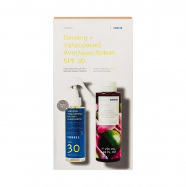 Korres Set Αντηλιακό Ginseng + Υαλουρονικό Αντηλιακό Splash SPF30 150ml + Δώρο Αφρόλουτρο Τζίντζερ Μοσχολέμονο 250ml