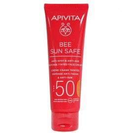 Apivita Bee Sun Safe Anti-spot & Anti-age Tinted Golden SPF50 Αντιηλιακή Κρέμα Προσώπου κατά των Πανάδων & των Ρυτίδων με Χρώμα Απόχρωση Golden 50ml