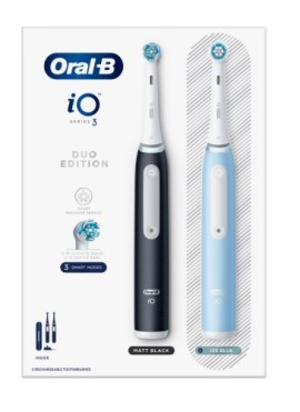 Oral-B iO Series 3 Duo Edition Hλεκτρικές Οδοντόβουρτσες Matt Black & Ice Blue, 2τεμάχια, 1 σετ