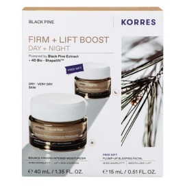 Korres Promo Black Pine Bounce Firming Intense Moisturizer Κρέμα Σύσφιξης Ημέρας, 40ml & Δώρο Pump-Up Sleeping Facial Κρέμα Σύσφιξης Νύχτας, 15ml, 1σετ