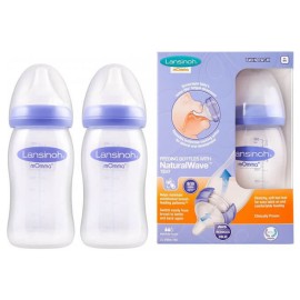 Lansinoh Πλαστικό Μπιμπερό Θηλασμού με Θηλή NaturalWave 2x240ml