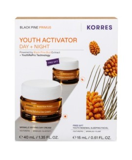 Korres Promo Black Pine Primus Wrinkle Defying Κρέμα Νεότητας Ημέρας, 40ml & Δώρο Youth Renewal Sleeping Κρέμα Νεότητας Νύχτας, 15ml, 1σετ