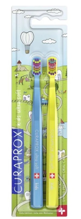 Curaprox Kids Ultra Soft Toothbrush Μαλακή Οδοντόβουρτσα για Παιδιά, 2 τεμάχια
