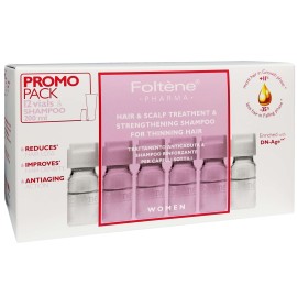 Foltene Promo Pack Women Hair and Scalp Treatment & Shampoo Αγωγή με Αμπούλες Κατά της Γυναικίας Τριχόπτωσης 12 αμπούλες & Σαμπουάν Ενδυνάμωσης 200ml