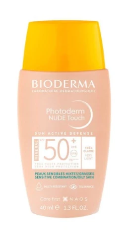 Bioderma Photoderm Nude Touch Mineral SPF50+ Very Light Αντηλιακή Κρέμα με Ελαφριά Υφή για Πρόσωπο και Λαιμό, 40ml
