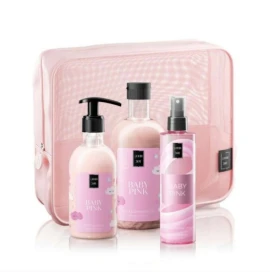 Lavish Care Baby Pink Body Care Bag Gift Set Περιποίησης Σώματος με Baby Pink Shower Gel Αφρόλουτρο, 500ml, Body Lotion Κρέμα Σώματος, 300ml, Baby Pink Mist, 200ml, 1τεμ & Νεσεσέρ, 1τεμ, 1σετ