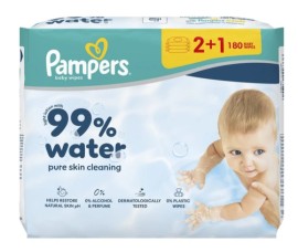 Pampers Aqua Μωρομάντηλα 99% Water, 180 τεμάχια