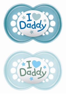 MAM I Love Daddy Ορθοδοντική Πιπίλα Σιλικόνης Μπλε 16+ μηνών 2τμχ