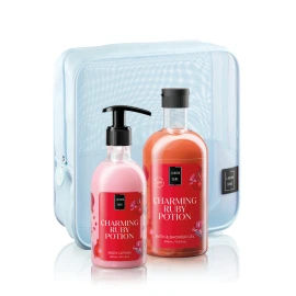 Lavish Care Charming Ruby Potion Body Care Bag Gift Set Περιποίησης Σώματος με Charming Ruby Potion Shower Gel Αφρόλουτρο, 500ml, Body Lotion Κρέμα Σώματος, 300ml & Νεσεσέρ, 1τεμ, 1σετ