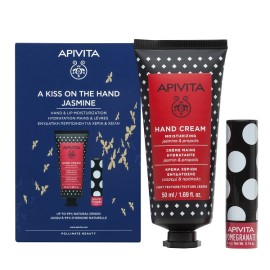 Apivita Set A Kiss On The Hand Jasmine Hand Cream Moisturizing Ενυδατική Κρέμα Χεριών με Γιασεμί & Πρόπολη 50ml + Lipcare Pomegranate με Ρόδι 4,4gr