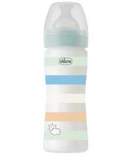 Chicco μπιμπερό πλαστικό well being 250ml green boy 2+ μηνών