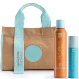 Intermed Promo Pack με Luxurious Sun Care Αντηλιακό Γαλάκτωμα Προσώπου με Προβιοτικά για Λιπαρές Επιδερμίδες SPF 30, 50ml, Antioxidant Sunscreen Invisible Αντηλιακό Spray για Πρόσωπο & Σώμα SPF 30, 200ml & Δώρο Τσάντα Θαλάσσης, 1τεμ, 1σετ