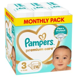 Pampers Premium Care Monthly Pack Νο3 (6-10kg) 216 Τεμάχια