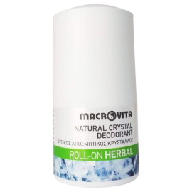 Macrovita Natural Crystal Deodorant Φυσικός Αποσμητικός Κρύσταλλος Roll On Herbal 50ml