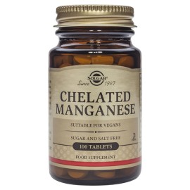 Solgar Chelated Manganese 8mg Συμπλήρωμα Διατροφής Μαγγανίου για την Καλή Υγεία των Οστών & των Χόνδρων 100tabs