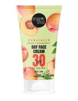 Organic Shop  Day Face Cream Αντιηλιακό Προσώπου με Ροδάκινο SPF30, 50ml