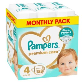 Pampers Premium Care Monthly Pack No.4 (9-14kg) Βρεφικές Πάνες, 188τεμ