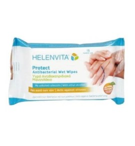 Helenvita Protect Antibacterial Wet Wipes 15τμχ