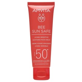 Apivita Bee Sun Safe Hydra Sensitive Soothing Face Cream SPF50+ Καταπραϋντική Αντηλιακή Κρέμα Προσώπου Ελαφριάς Υφής Για Ευαίσθητες Επιδερμίδες 50ml