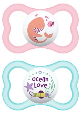 Mam Πιπίλα Air Σιλικόνης 6-16m Ροζ & Άσπρο 2τμχ