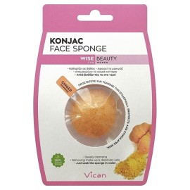 Vican Wise Beauty Konjac Face Sponge Ginger Powder Σφουγγάρι Καθαρισμού Προσώπου με Σκόνη Τζίντζερ 1τμχ