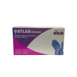 ATLAS Vi-Nitrile Blue Γάντια Νιτριλίου Μπλε Χωρίς Πούδρα Μέγεθος Medium 100τμχ