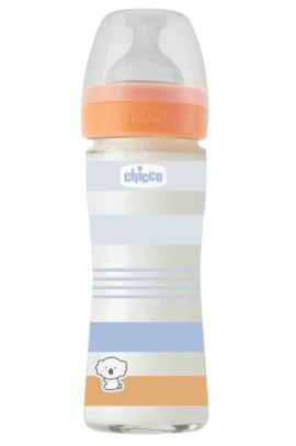 Chicco Γυάλινο Μπιμπερό Well Being BOY 240ml orange 0+ μηνών