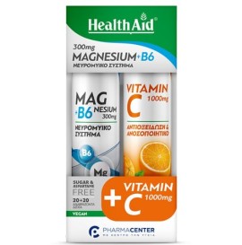 Health Aid Promo Pack Magnesium + B6, 20tabs & Vitamin C 1000mg, 20tabs, 1σετ