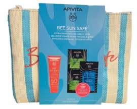 Apivita Bee Sun Safe Promo Pack with Hydra Fresh Face Gel-Cream SPF50, 50ml & Free Express Beauty Face Mask Aloe, 2x8ml, Express Beauty Hair Mask Hyaluronic Acid, 20ml & Beauty Pouch, 1set