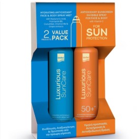 Luxurious Promo Hydrating Antioxidant Face - Body Mist 200ml & Sunscreen Invisible Spray Spf50+, 200ml